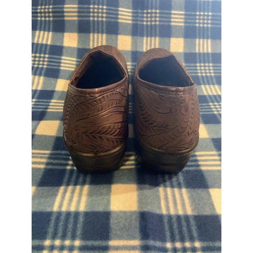 Women's Clogs Chef Nurse Shoes Floral Size 9.5 Brown Comfort Slip On Easy Street